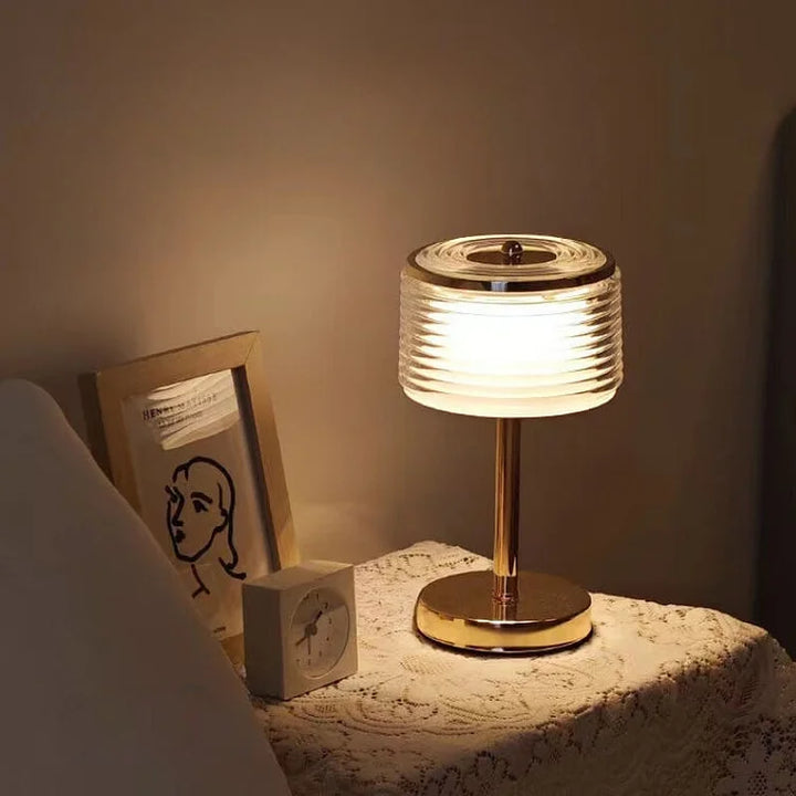 Elegant Gold Table Lamp with Crystal Ring Shade - Adjustable Warm White Light for Living Room or Bedroom-5