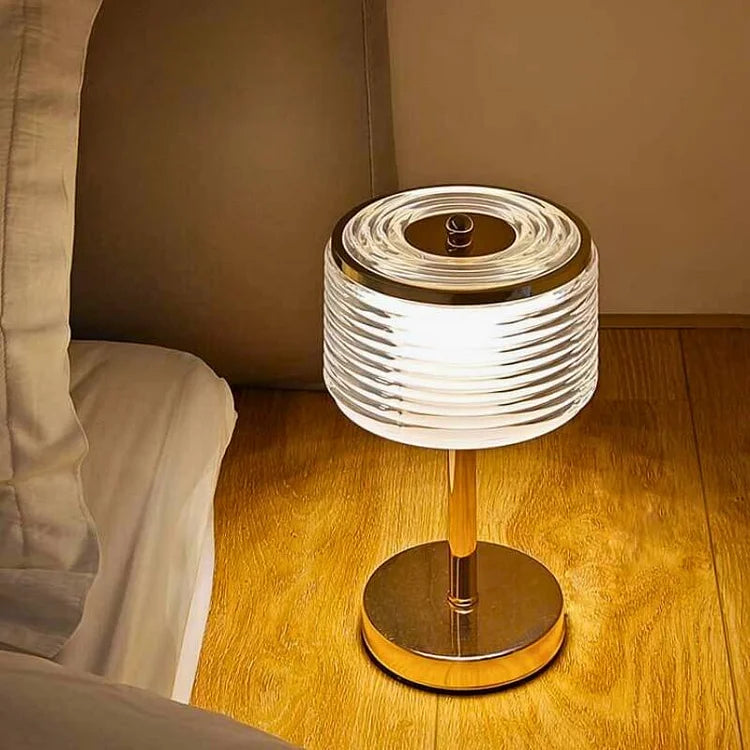 Elegant Gold Table Lamp with Crystal Ring Shade - Adjustable Warm White Light for Living Room or Bedroom-3