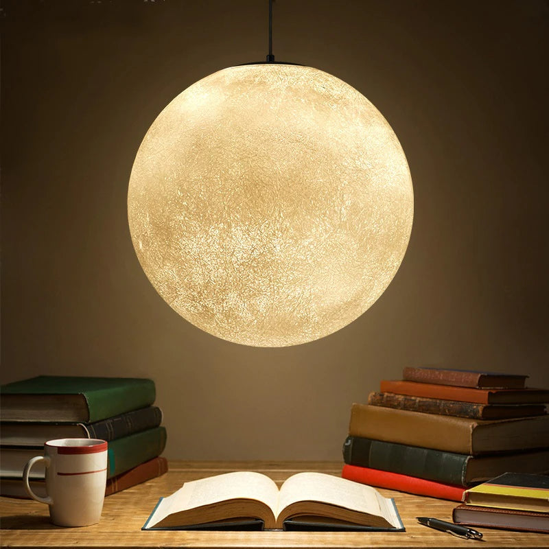 3D Moon Pendant Ceiling Light - Adjustable LED Color, Modern Design, Energy-Efficient, Multiple Sizes Available-1