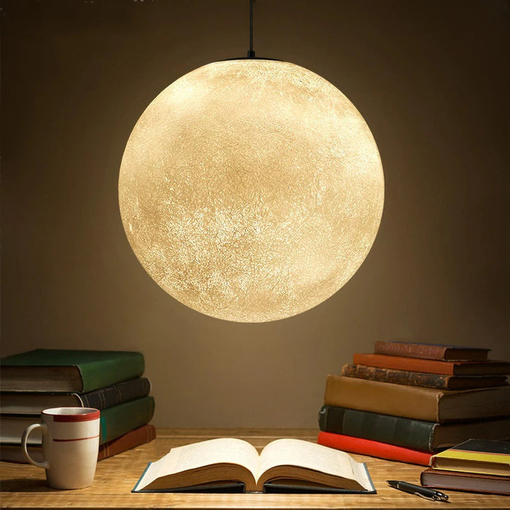 3D Moon Pendant Ceiling Light - Adjustable LED Color, Modern Design, Energy-Efficient, Multiple Sizes Available-1