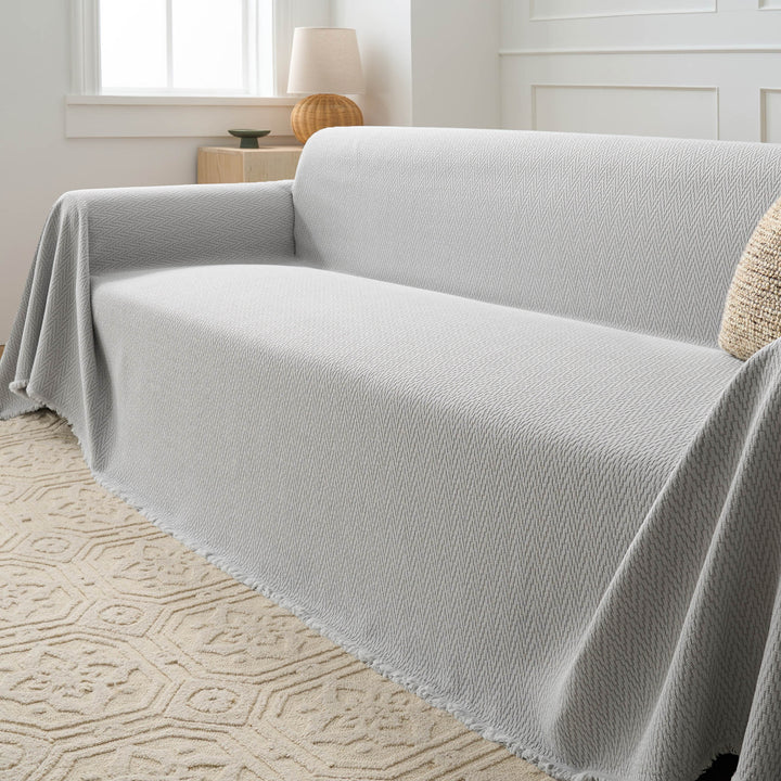 Variant image for Minimalist Chic Sofa Cover in Warm Terracotta - Fishbone Design Slipcover for Dogs and Protection Against Spills-13