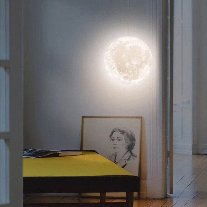 3D Moon Pendant Ceiling Light - Adjustable LED Color, Modern Design, Energy-Efficient, Multiple Sizes Available-2