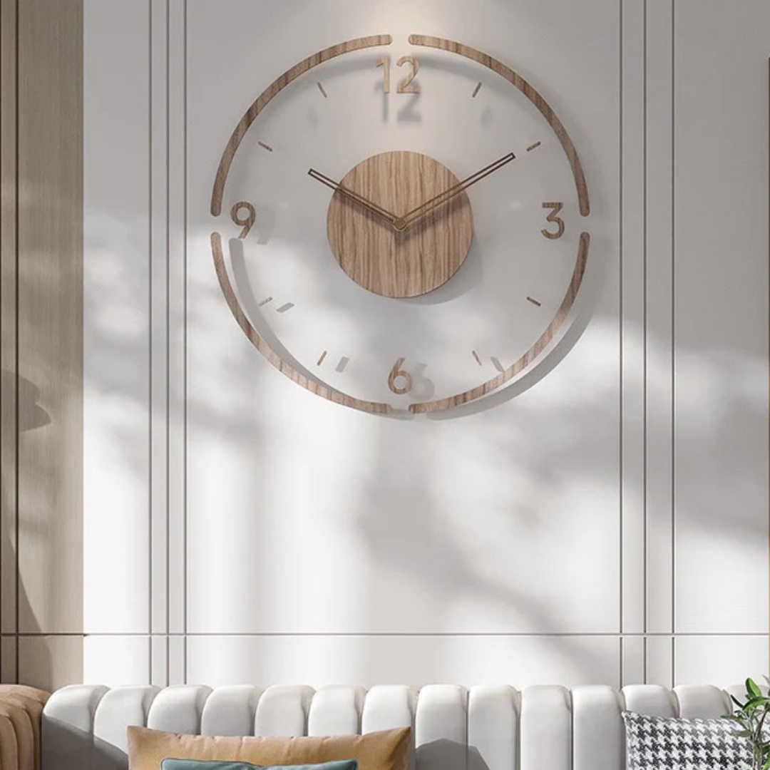 Silent Wooden Wall Clock with Minimalist Design - 40cm Diameter, Silent Movement, Easy to Hang for Home or Office Decor-6