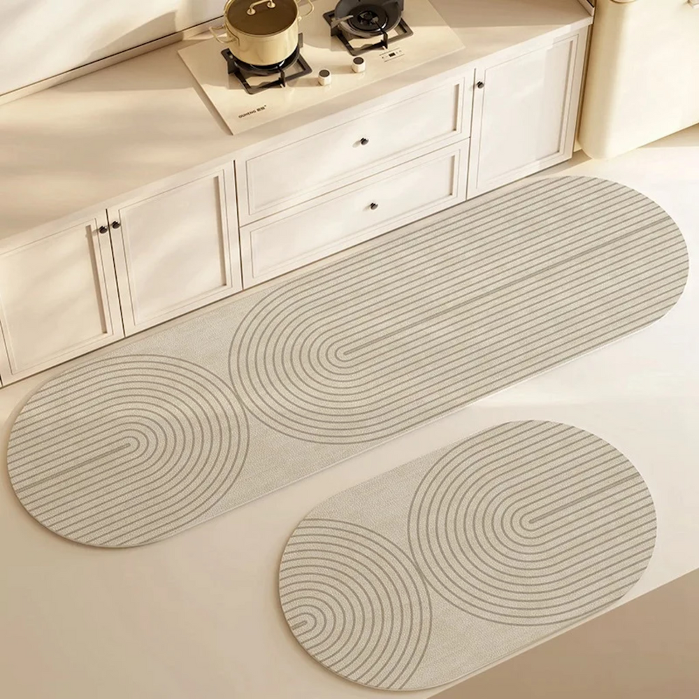 Quickdry Absorbing Kitchen Mat with Anti-Slip Back - Elegant Striped Design for Kitchen and Entryway Use-2