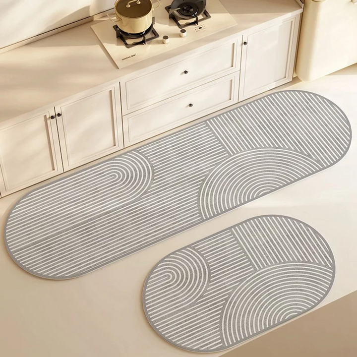 Quickdry Absorbing Kitchen Mat with Anti-Slip Back - Elegant Striped Design for Kitchen and Entryway Use-3
