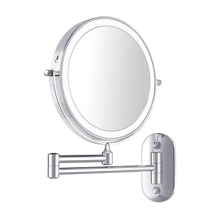 Elegant LED Vanity Mirror with Adjustable Magnification and Touch-Controlled Lighting - Chrome Silver, 20 cm Diameter-1