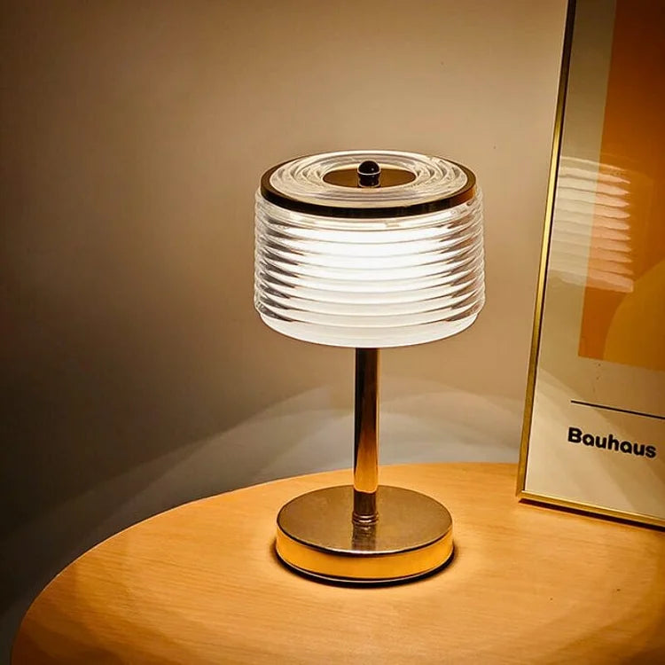 Elegant Gold Table Lamp with Crystal Ring Shade - Adjustable Warm White Light for Living Room or Bedroom-4