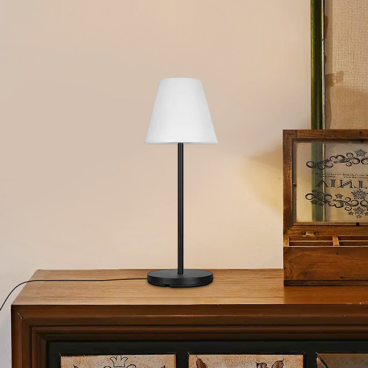 Variant image for Modern Black Table Lamp with Adjustable Height and White Fabric Shade - Stylish Bedside or Desk Lamp for Living Room-1