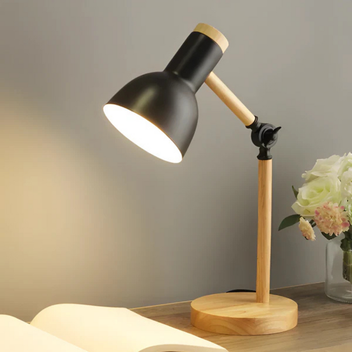 Adjustable LED Table Lamp with Wooden Arm - Modern Bedside or Desk Lamp for Bedroom and Study 3
