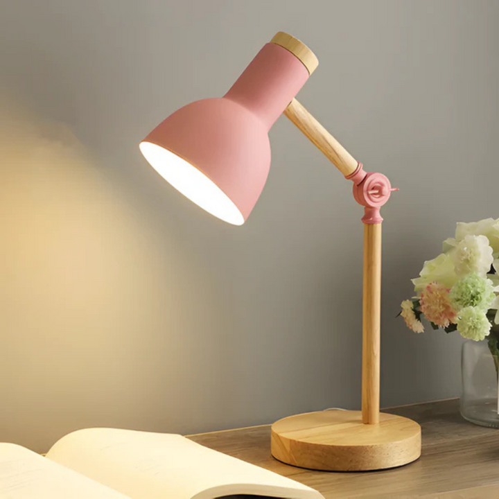 Adjustable LED Table Lamp with Wooden Arm - Modern Bedside or Desk Lamp for Bedroom and Study 4