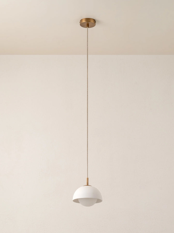 Aged Brass Pendant Light with Warm White Porcelain Shade - Elegant Ceiling Light Fixture for Kitchen Island 2