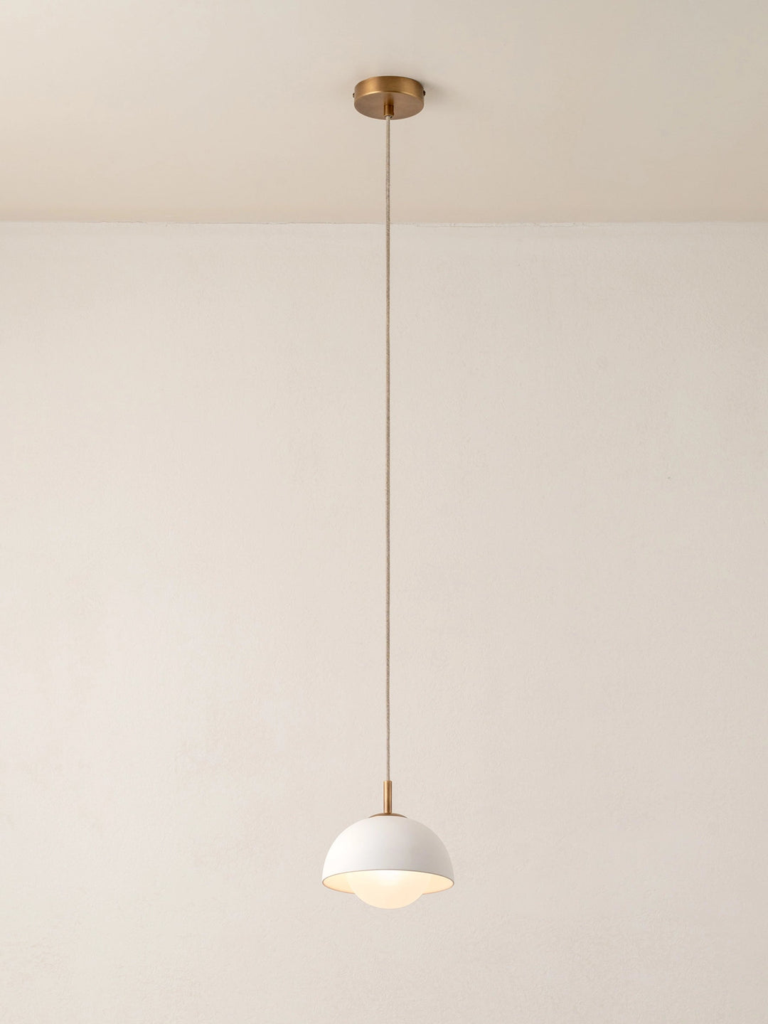 Aged Brass Pendant Light with Warm White Porcelain Shade - Elegant Ceiling Light Fixture for Kitchen Island 3