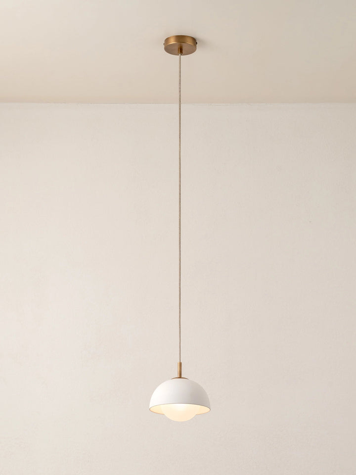 Aged Brass Pendant Light with Warm White Porcelain Shade - Elegant Ceiling Light Fixture for Kitchen Island 3