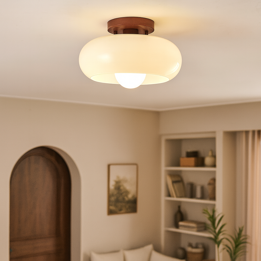 Bauhaus Style Flush Mount Ceiling Light Fixture, Cream LED Ceiling Light for Bedroom and Living Room, Modern Design, 20/28 cm 1