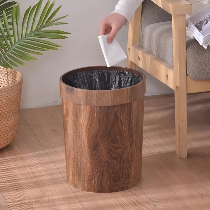 Minimalist Wood Garbage Bin for Kitchen, Bathroom, or Office - 8L Capacity with Fixed Ring for Bin Bags-2