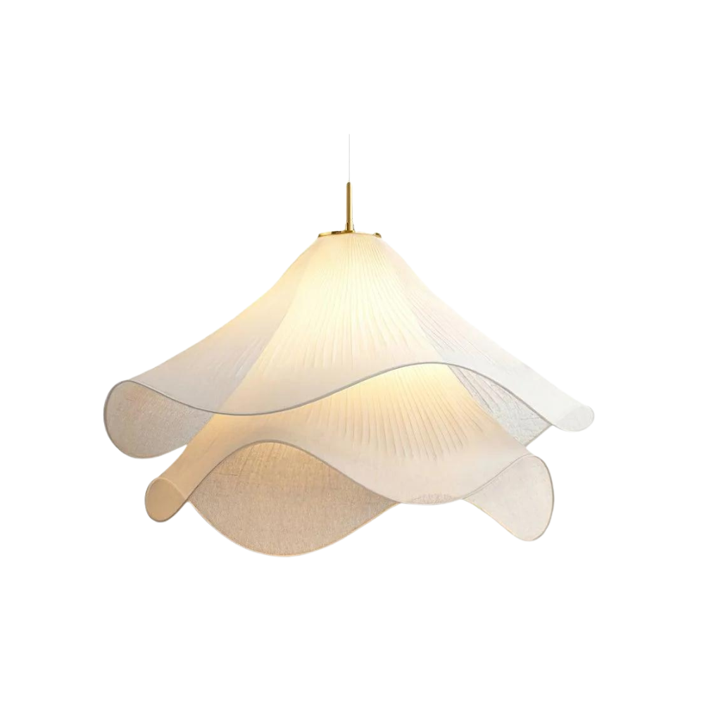 Boho Chic White Fabric Pendant Light, Adjustable Ceiling Fixture, E27 Socket, Ø40-60 cm - Ideal for Kitchen and Living Room Lighting 0
