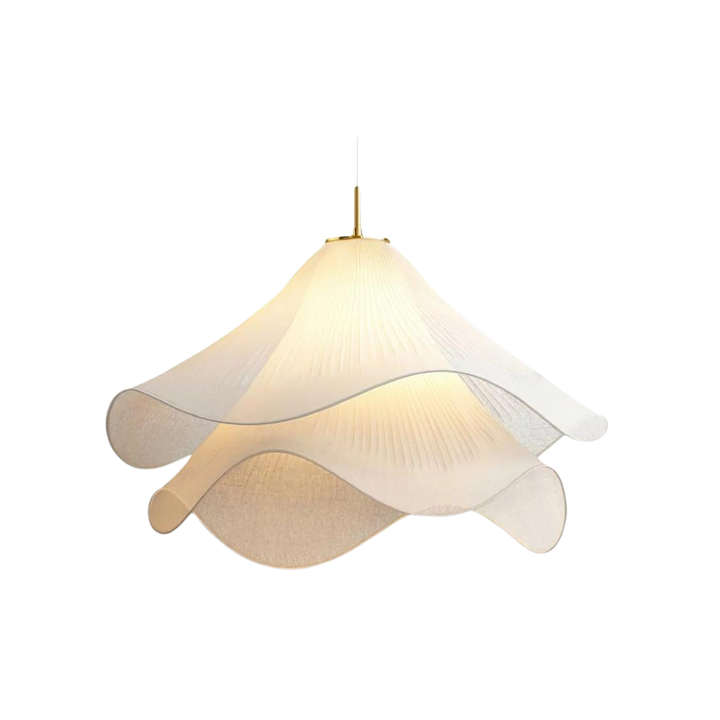 Boho Chic White Fabric Pendant Light, Adjustable Ceiling Fixture, E27 Socket, Ø40-60 cm - Ideal for Kitchen and Living Room Lighting 0