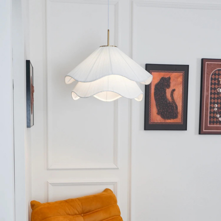 Boho Chic White Fabric Pendant Light, Adjustable Ceiling Fixture, E27 Socket, Ø40-60 cm - Ideal for Kitchen and Living Room Lighting 8