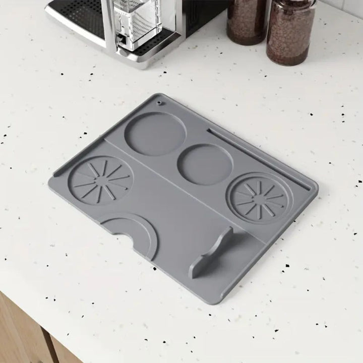 Silicone Tamper Mat with Storage Compartments for Espresso Tools - Non-Slip Design-1