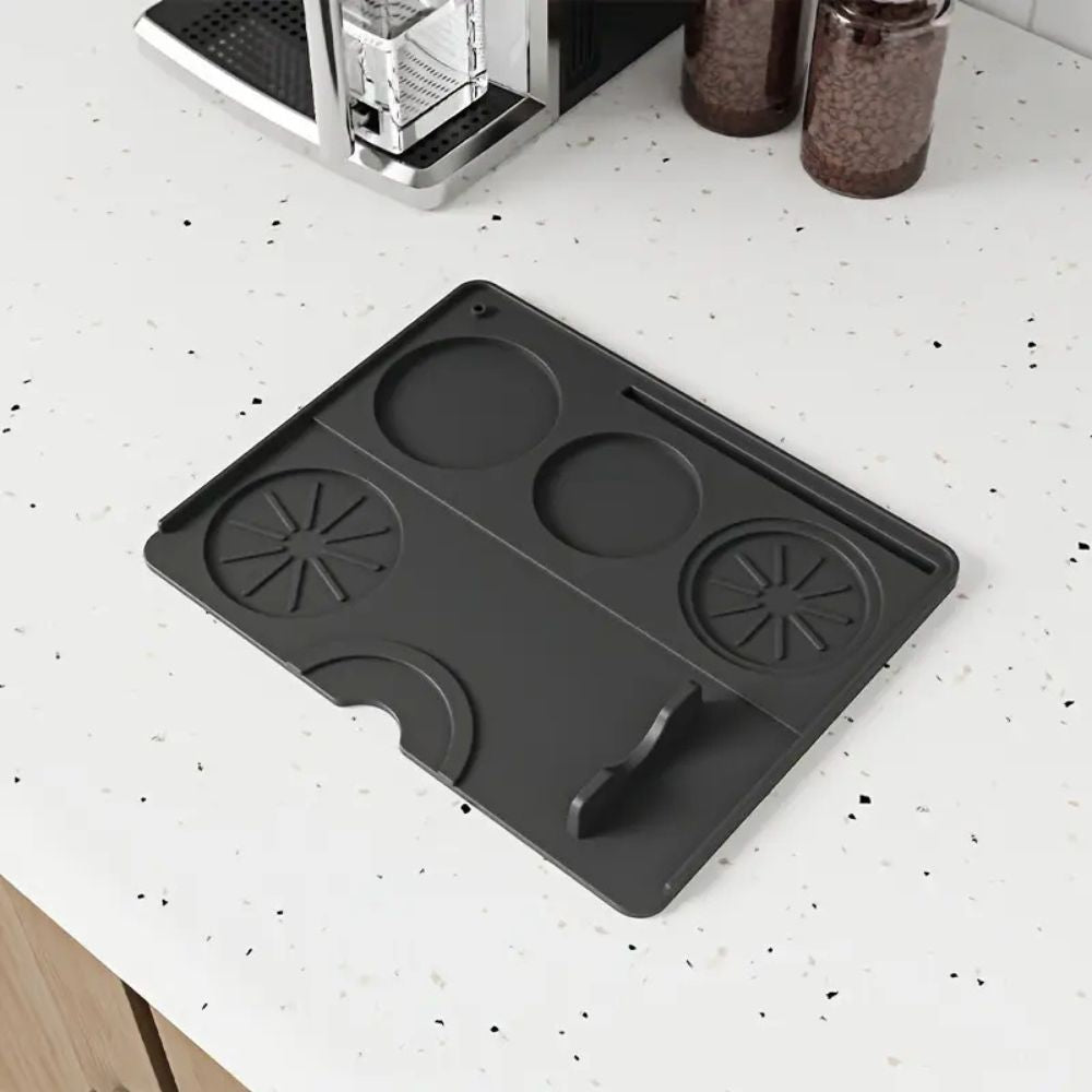 Silicone Tamper Mat with Storage Compartments for Espresso Tools - Non-Slip Design-4