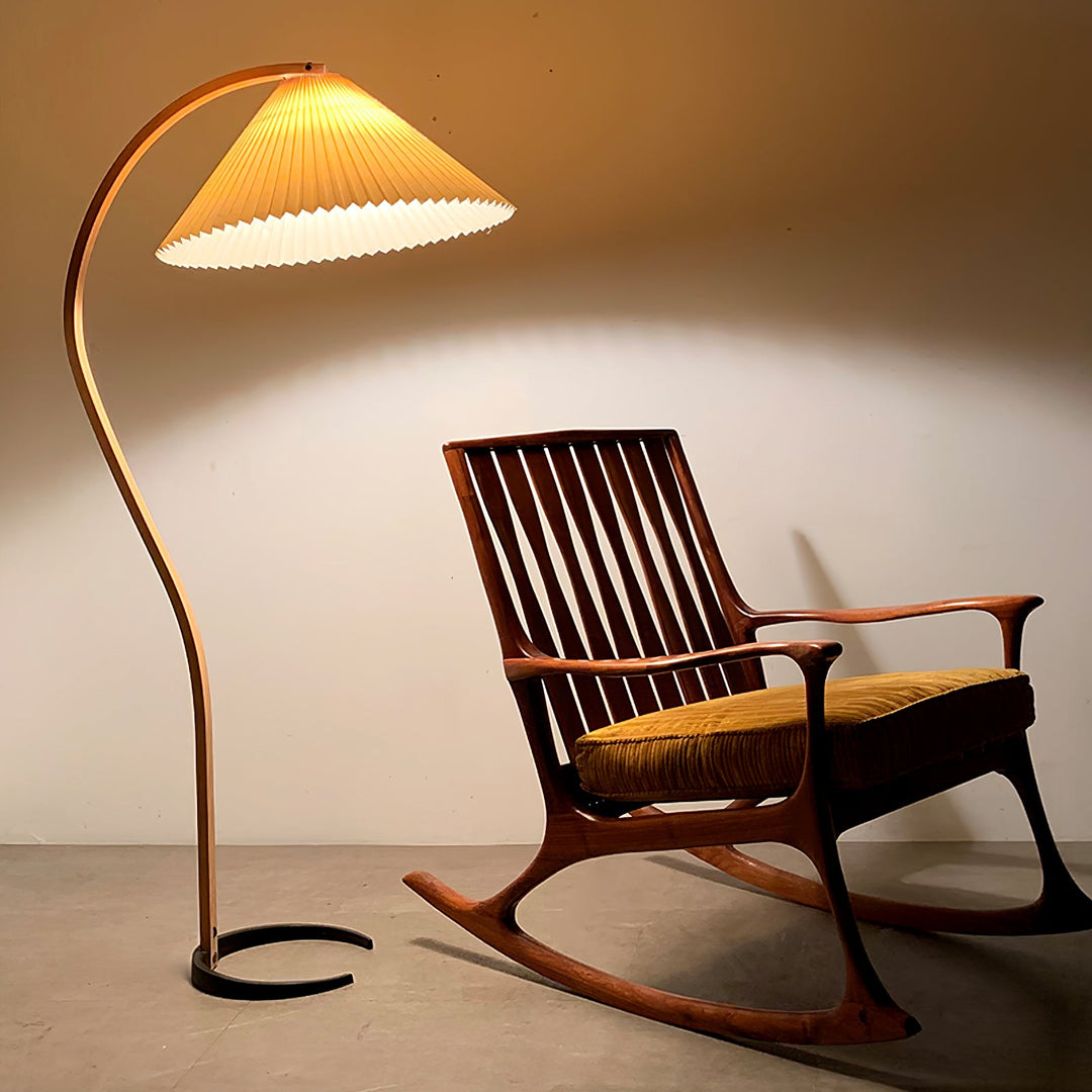 Modern Scandinavian Floor Lamp with Beech Wood and Linen Shade - Stylish Standing Lamp for Living Room, E26/E27 Socket-3