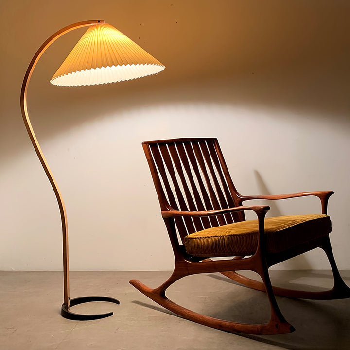Modern Scandinavian Floor Lamp with Beech Wood and Linen Shade - Stylish Standing Lamp for Living Room, E26/E27 Socket-3