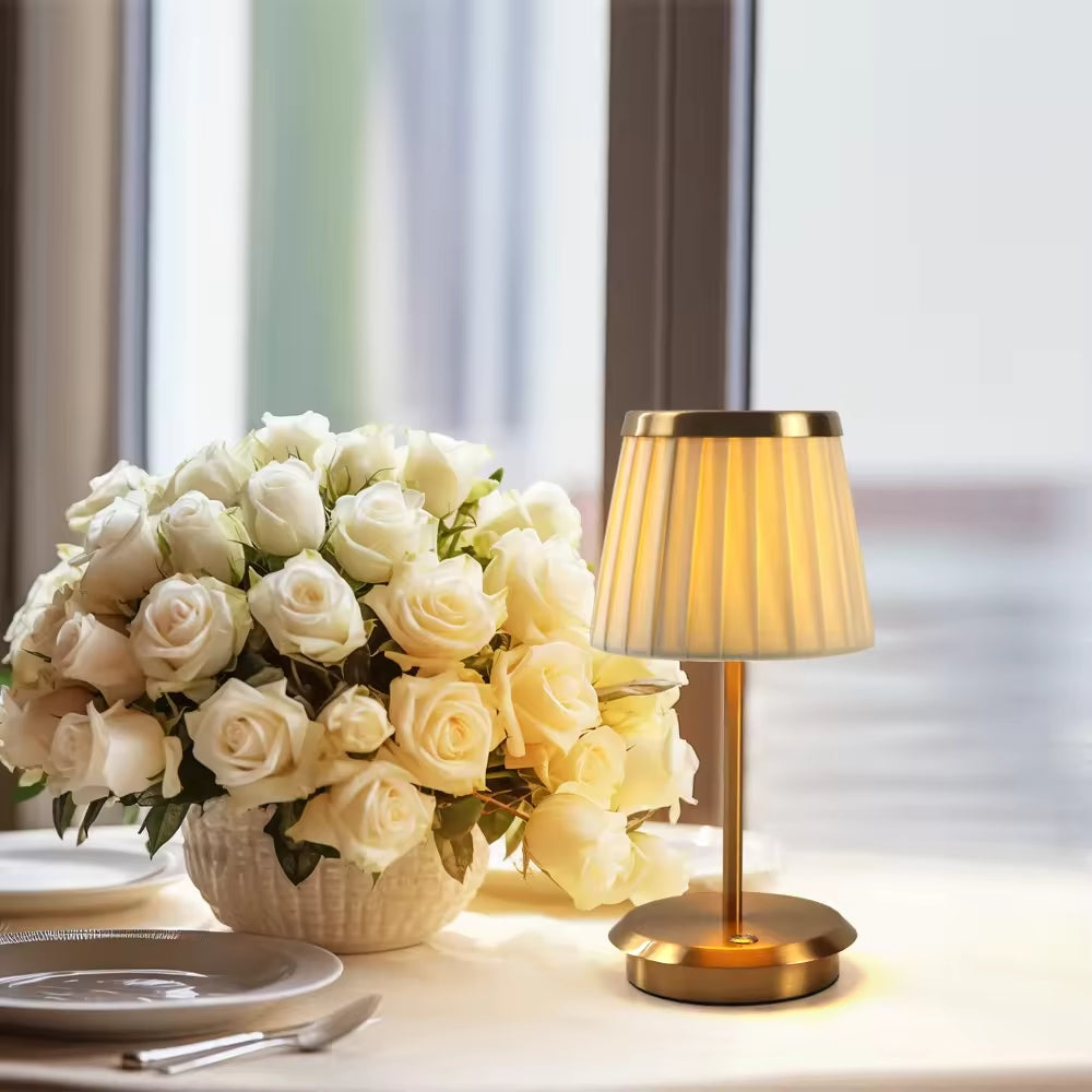 Classic LED Table Lamp with Touch Control, Dimmable Light, Rechargeable Battery - Elegant Bedside or Desk Lamp with Fabric Shade-5