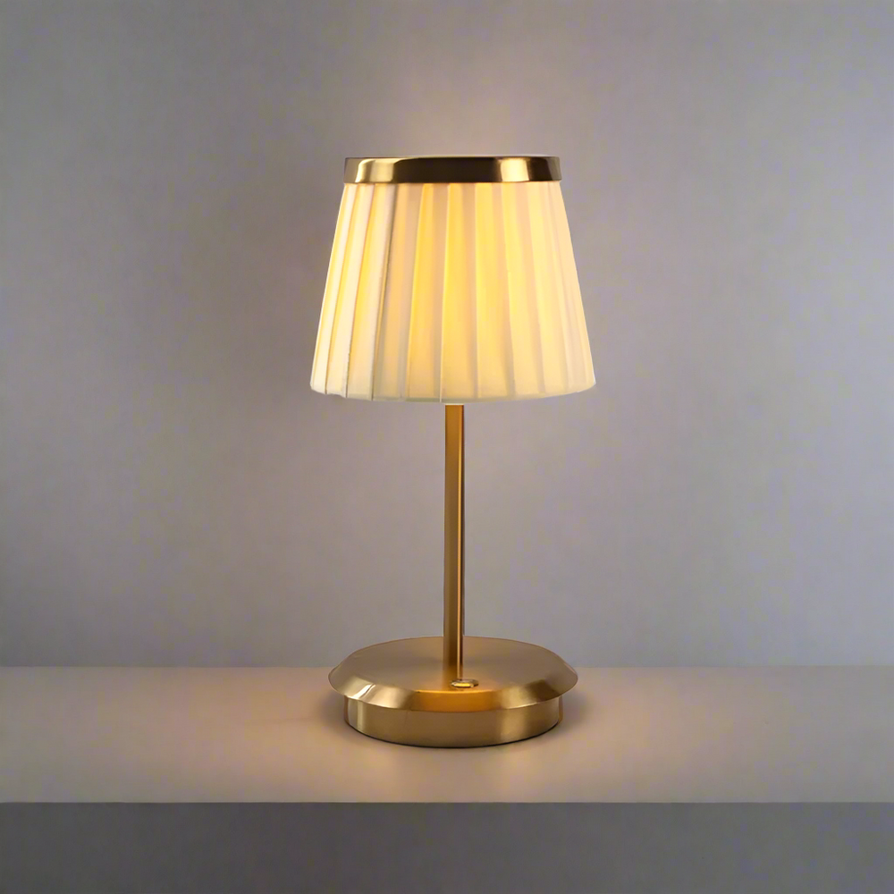 Classic LED Table Lamp with Touch Control, Dimmable Light, Rechargeable Battery - Elegant Bedside or Desk Lamp with Fabric Shade-2