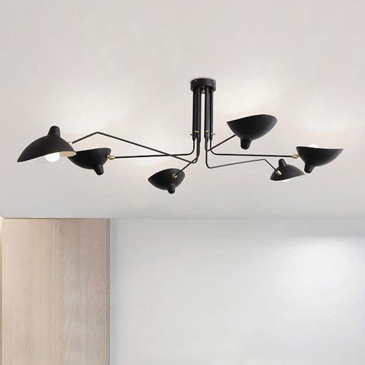 Variant image for Modern Black Chandelier Light with Rotating Shades - Mid-Century Style Pendant for Dining Room and Living Spaces-3