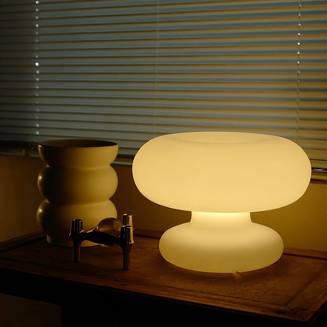 Modern Donut Table Lamp - Round Glass Design for Living Room, Bedroom, or Desk, E14/G9 Compatible Bedside Lighting-1