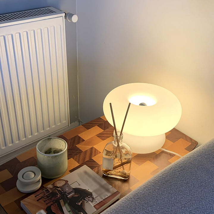 Modern Donut Table Lamp - Round Glass Design for Living Room, Bedroom, or Desk, E14/G9 Compatible Bedside Lighting-4