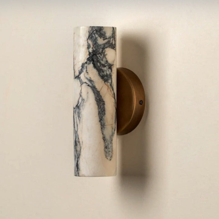 Elegant Wall Light with Calacatta Marble and Aged Brass, 2-Light Sconce for Hallway, Bathroom, or Living Room 0
