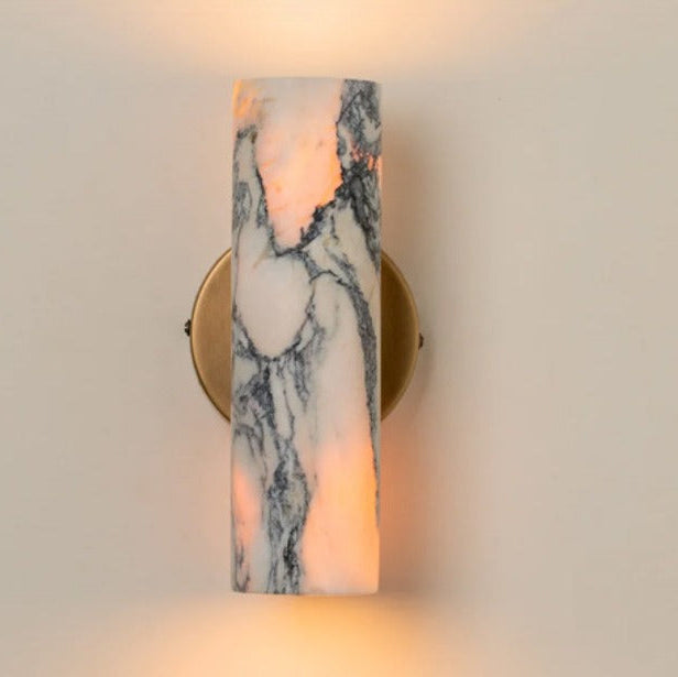 Elegant Wall Light with Calacatta Marble and Aged Brass, 2-Light Sconce for Hallway, Bathroom, or Living Room 2