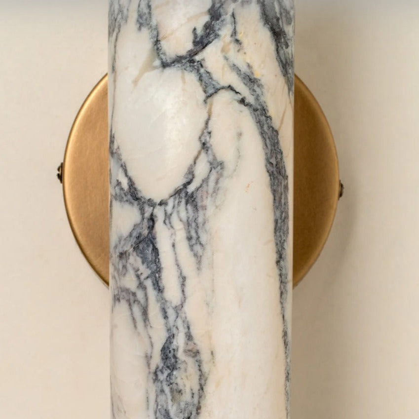 Elegant Wall Light with Calacatta Marble and Aged Brass, 2-Light Sconce for Hallway, Bathroom, or Living Room 4