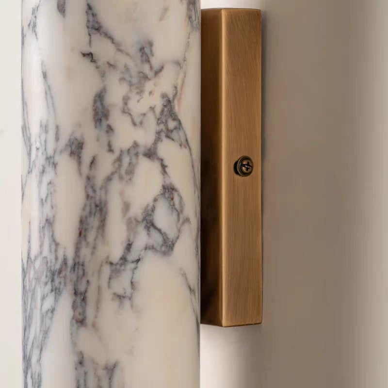 Elegant Wall Light with Calacatta Marble and Aged Brass, 2-Light Sconce for Hallway, Bathroom, or Living Room 6