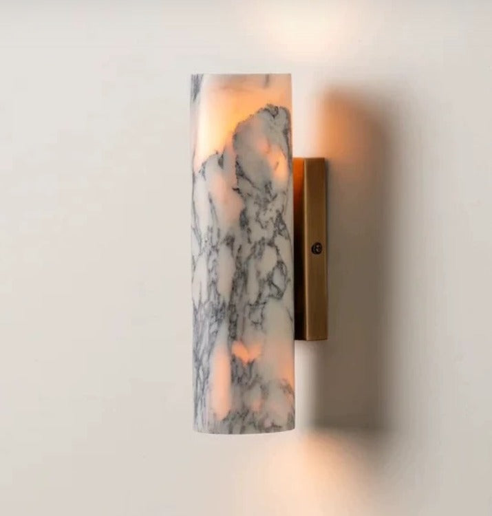 Elegant Wall Light with Calacatta Marble and Aged Brass, 2-Light Sconce for Hallway, Bathroom, or Living Room 9