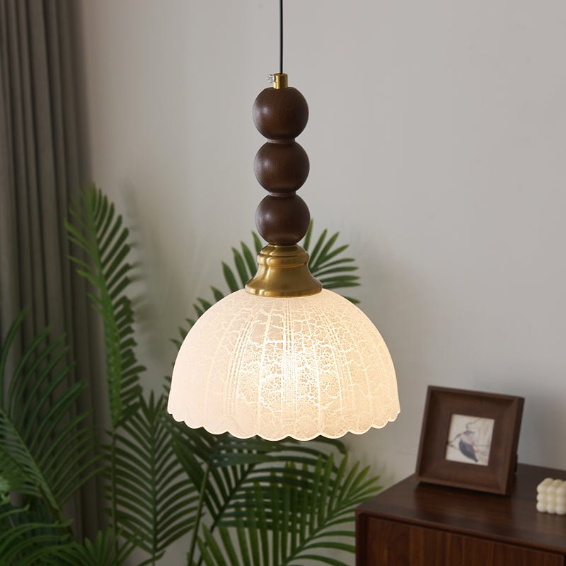 Elegant Glass Pendant Light with Wood Accent - Stylish Kitchen Pendant Lighting for Dining and Living Spaces-5