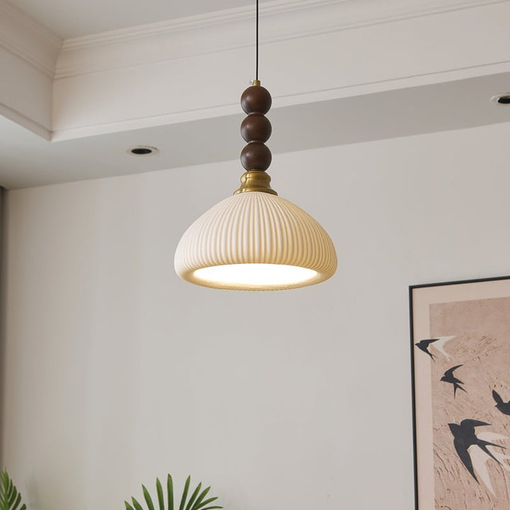 Variant image for Elegant Glass Pendant Light with Wood Accent - Stylish Kitchen Pendant Lighting for Dining and Living Spaces-4