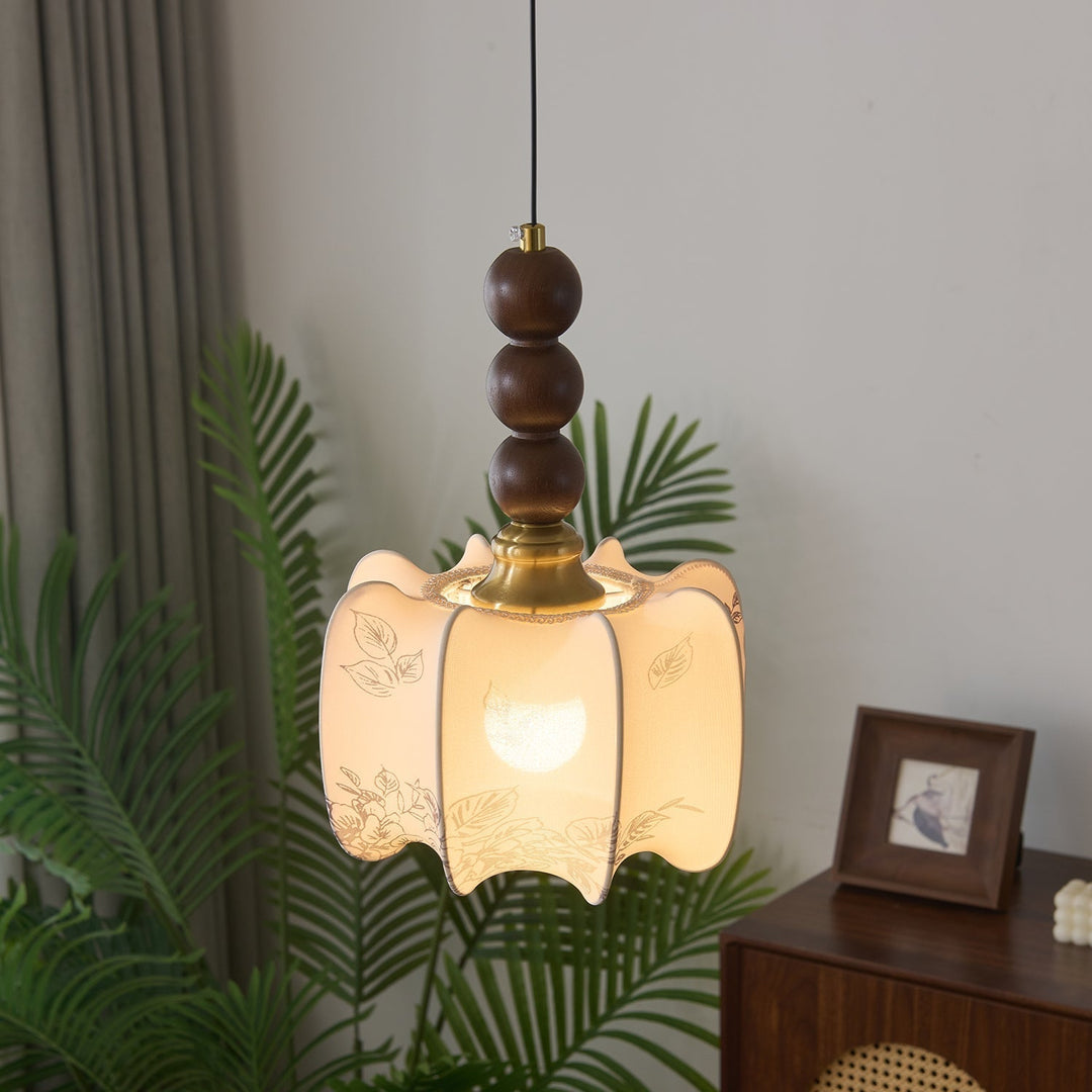 Variant image for Elegant Glass Pendant Light with Wood Accent - Stylish Kitchen Pendant Lighting for Dining and Living Spaces-2