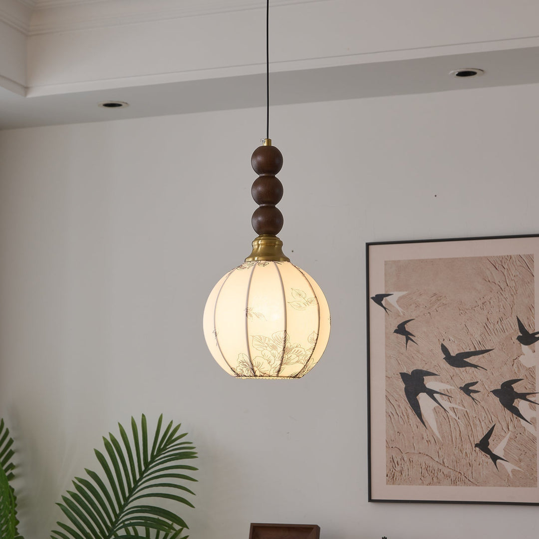 Variant image for Elegant Glass Pendant Light with Wood Accent - Stylish Kitchen Pendant Lighting for Dining and Living Spaces-3