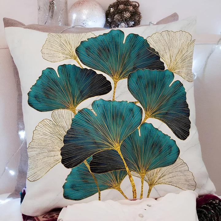 Emerald Leaf Cushion Cover - Soft Plush Material with Spring-Inspired Design-6
