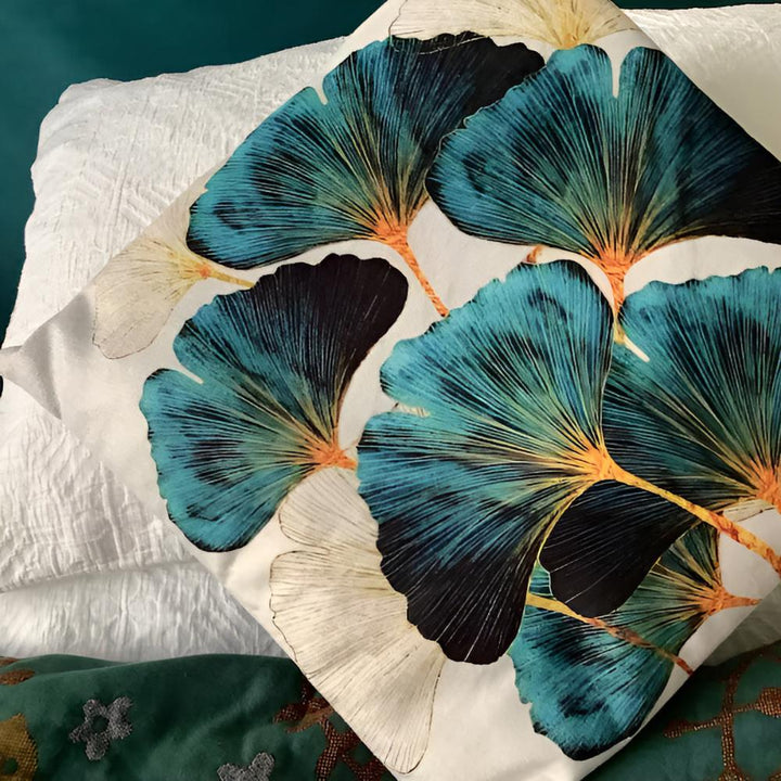 Emerald Leaf Cushion Cover - Soft Plush Material with Spring-Inspired Design-3