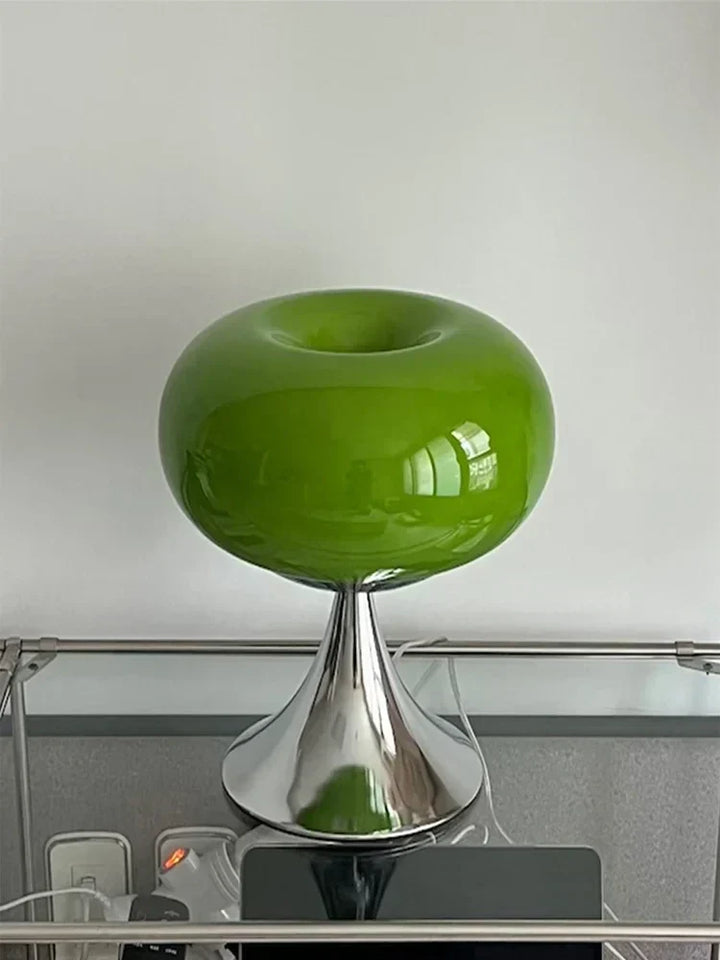 Vintage Apple Design Table Lamp - Bauhaus-Inspired White-Green Glass Bedside Lamp for Bedroom and Living Room Accent Lighting-5