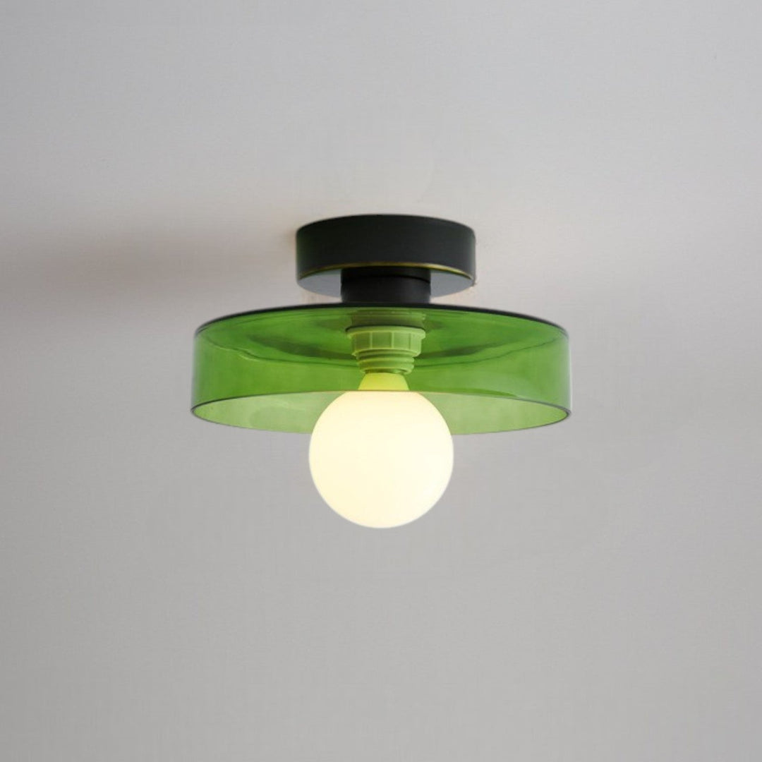 French Bauhaus Flush Mount Ceiling Light Fixture in Brass and Glass - Modern Design for Hallways, Bedrooms, and Dining Areas 11