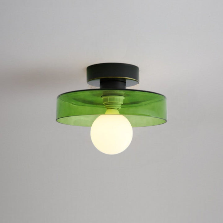 French Bauhaus Flush Mount Ceiling Light Fixture in Brass and Glass - Modern Design for Hallways, Bedrooms, and Dining Areas 11