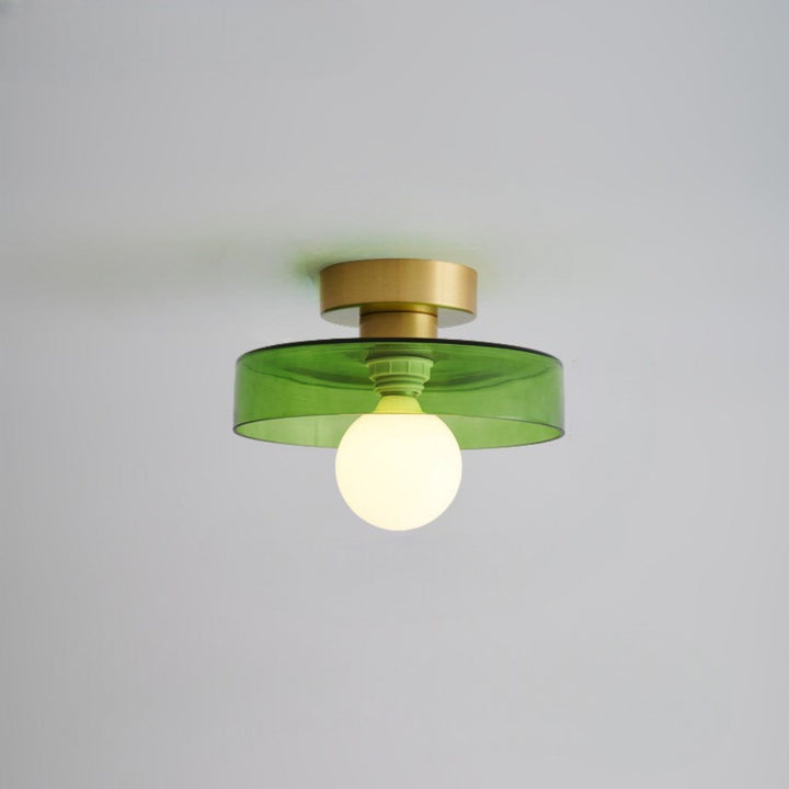 French Bauhaus Flush Mount Ceiling Light Fixture in Brass and Glass - Modern Design for Hallways, Bedrooms, and Dining Areas 12