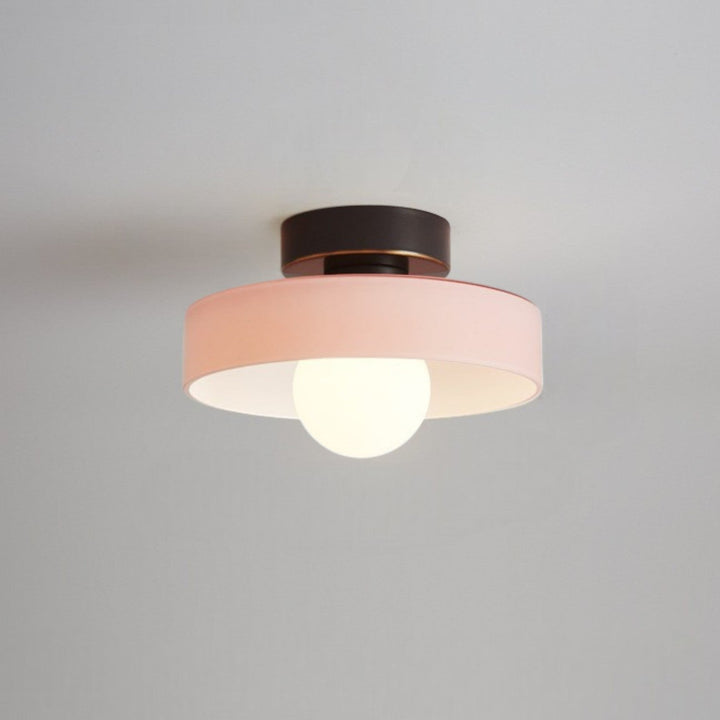 French Bauhaus Flush Mount Ceiling Light Fixture in Brass and Glass - Modern Design for Hallways, Bedrooms, and Dining Areas 5