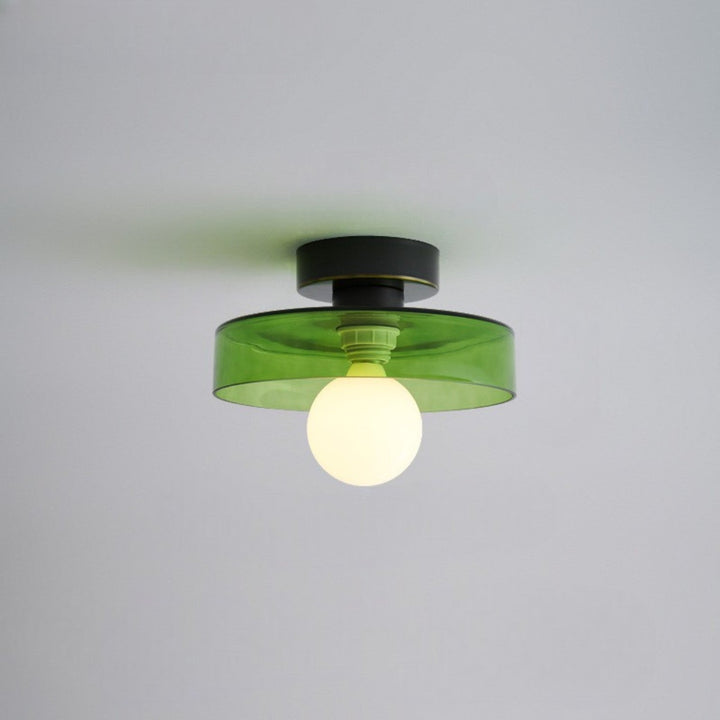 French Bauhaus Flush Mount Ceiling Light Fixture in Brass and Glass - Modern Design for Hallways, Bedrooms, and Dining Areas 6