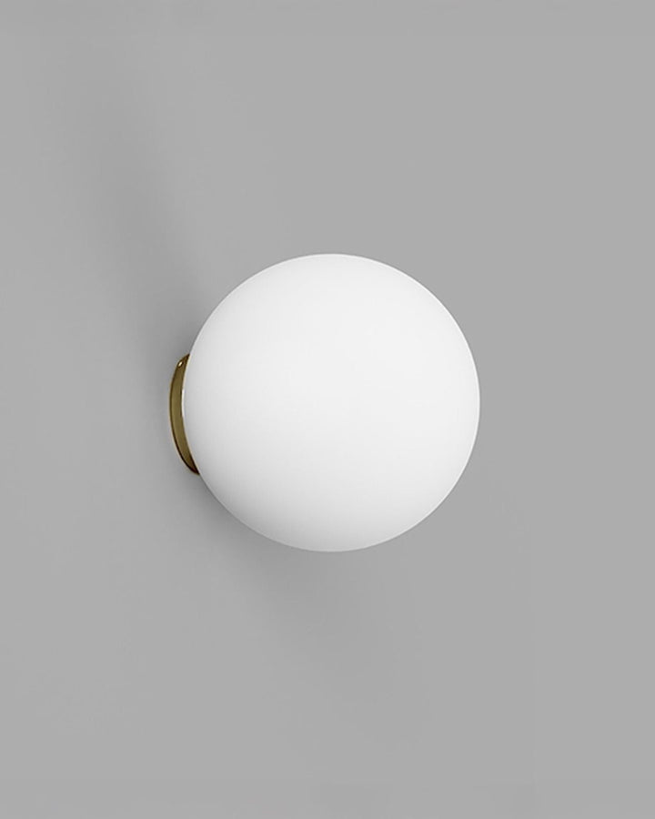 Frosted Glass Sphere Wall Light, IP44 Bathroom Sconce, Minimalist Metal Wall Lamp in White, Iron, Old Brass, Dimmable Option 12