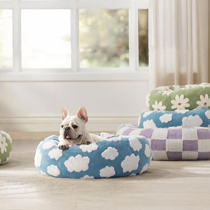 Orthopedic Dog Bed with Floral Checkerboard Design - Cozy Support Foam Pet Bed for Extra Comfort and Joint Relief-5